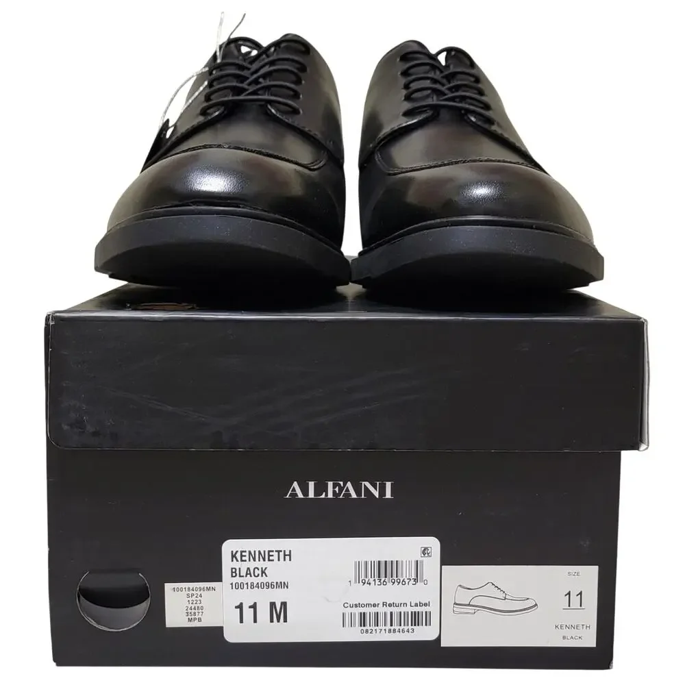 Alfani Men Kenneth Moc Toe Derby Oxfords Size US 11M Black Faux Leather